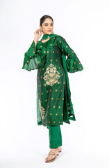 Extra-ordinary Emerald Green Pure Silk Salwar Kameez