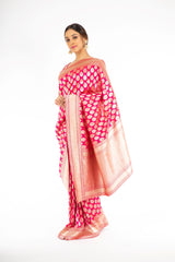 Extra-ordinary Pink Color Banarasi Handloom Saree from Panache Haute Couture