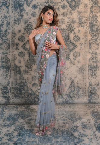 Extremely Versatile and opulent Grey colour saree
