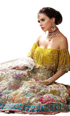 Fawn Color Wedding Lehenga with Multicolor Embroidery