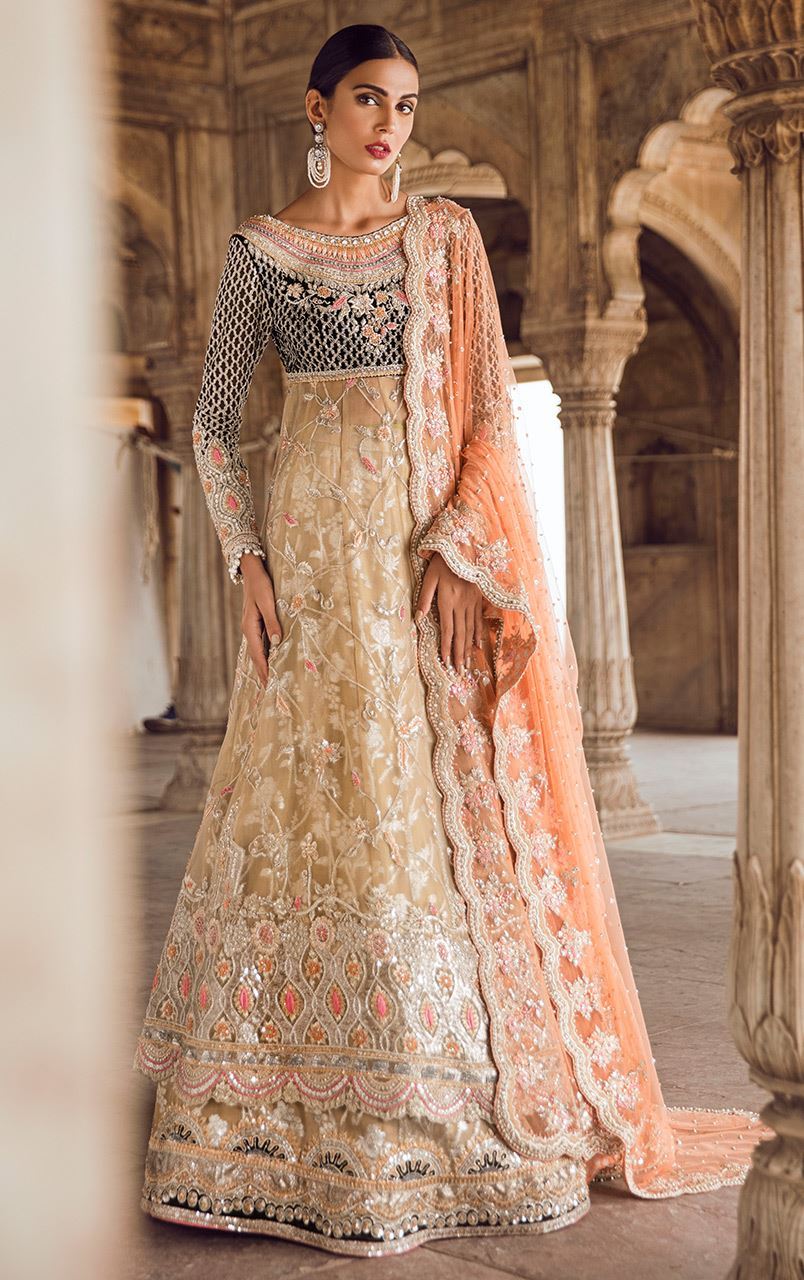 Fawn Colour Wedding Walima Dress