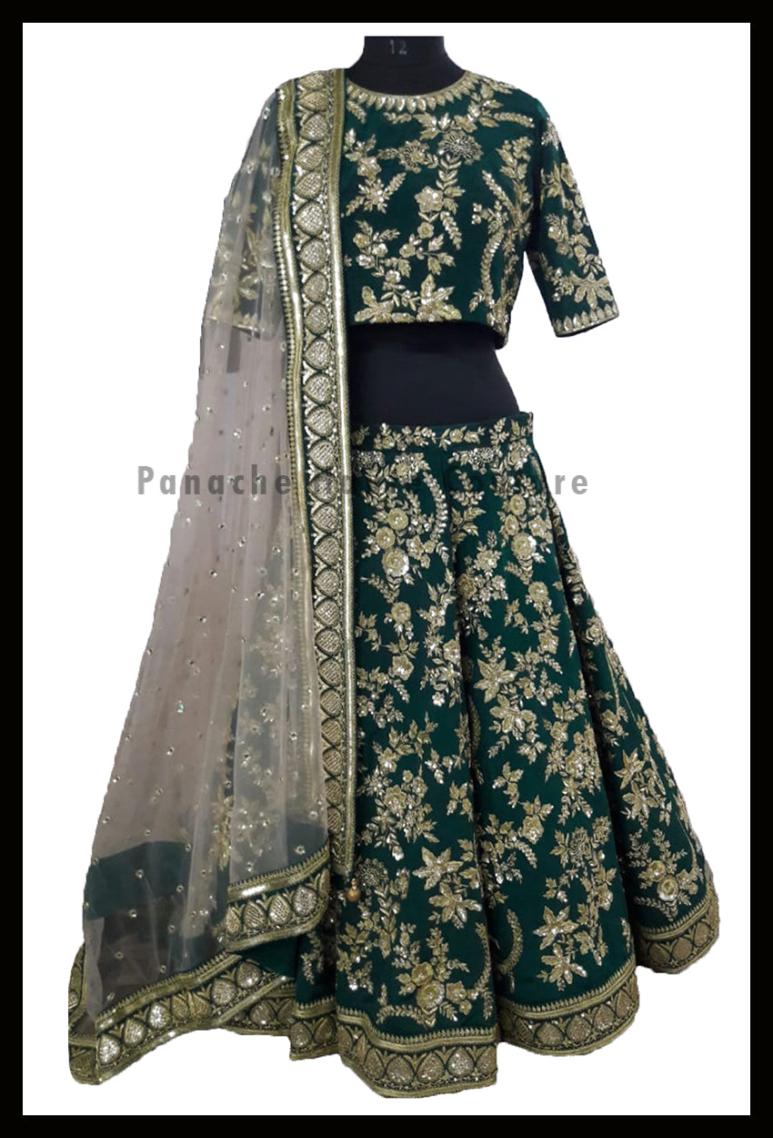 Forest Green Color Bridal Lehenga Choli