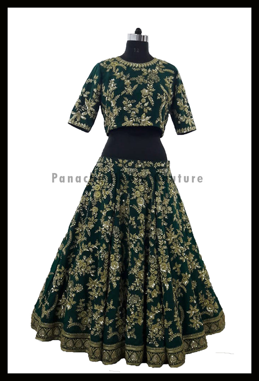 Forest Green Color Bridal Lehenga Choli