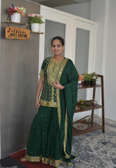 Stunning Party Wear Forest Green color Sharara Set
