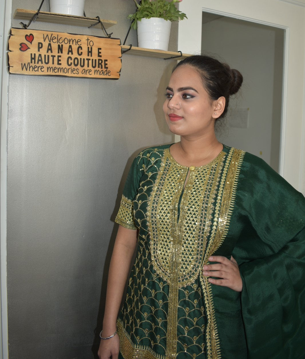 Stunning Party Wear Forest Green color Sharara Set