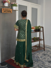 Stunning Party Wear Forest Green color Sharara Set