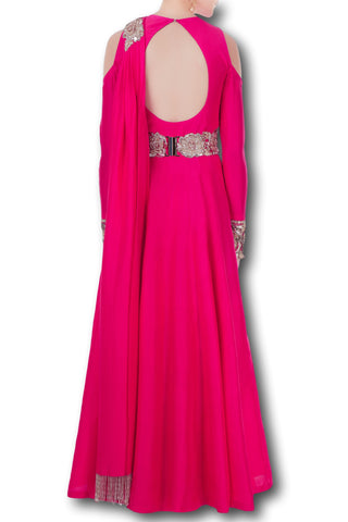 Fuschia Pink Color Gown