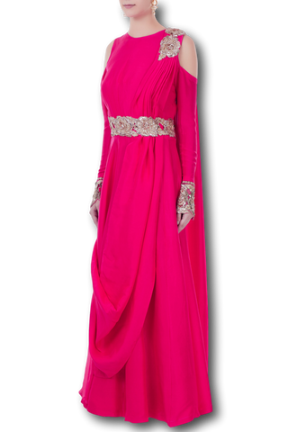 Fuschia Pink Color Gown