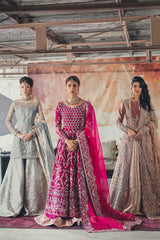 Fuchsia Pink Color Wedding Jacket Lehenga