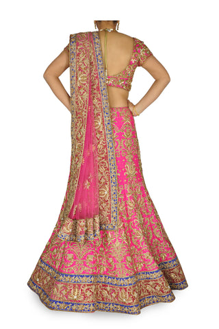 Fuchsia Pink color Bridal lehenga choli