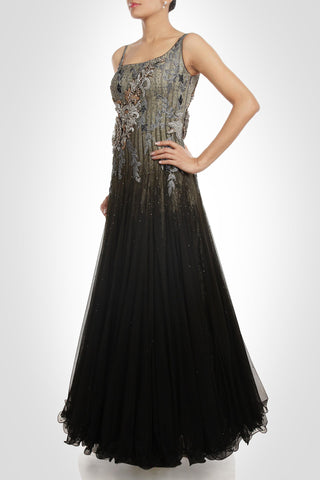 Black color designer gown