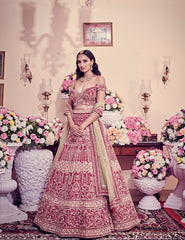 Garnet Red Color Bridal Lehenga