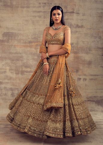 Gold Color Wedding Lehenga FARZIN