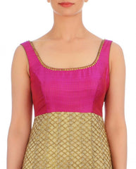 Golden and Pink color long anarkali suit