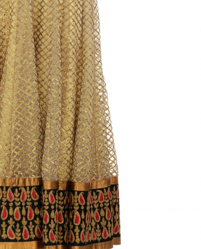 Golden and Pink color long anarkali suit