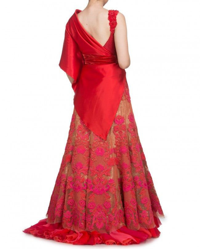 Golden and Red Wedding Lehenga