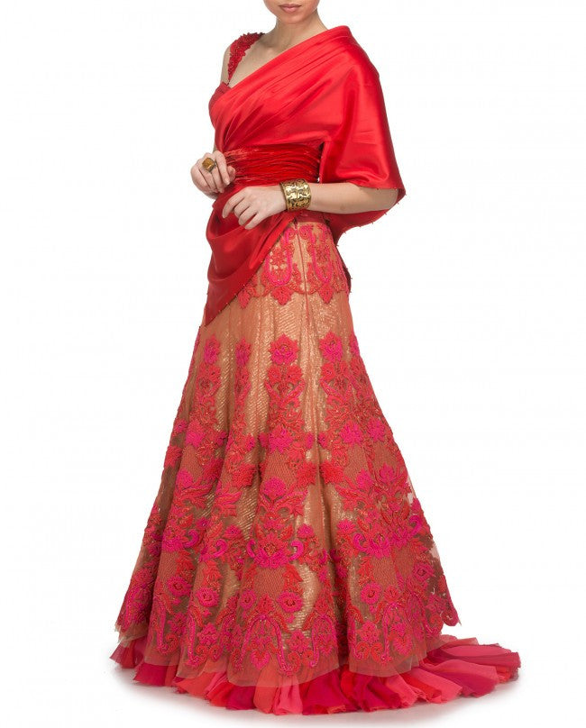 Golden and Red Wedding Lehenga