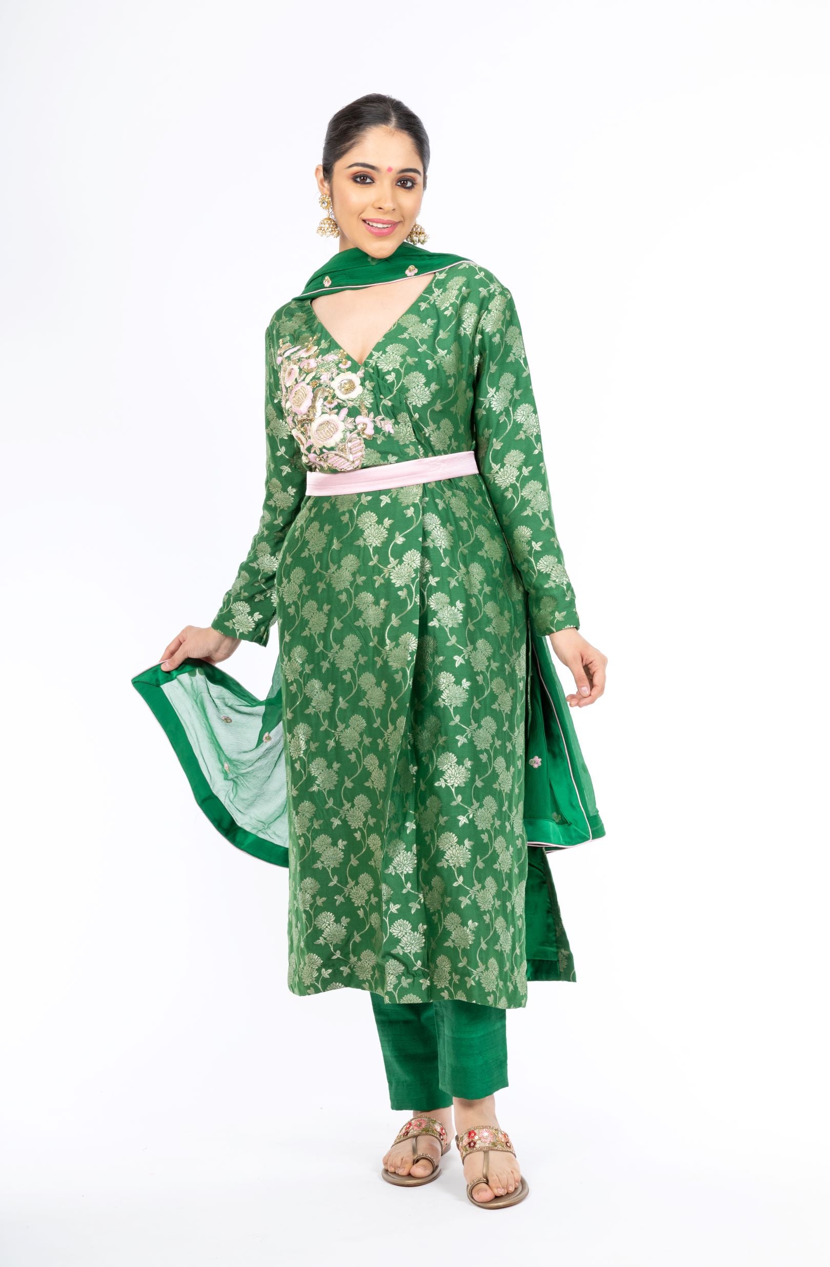 Gorgeous Putting Green Palm Silk Salwar Kameez