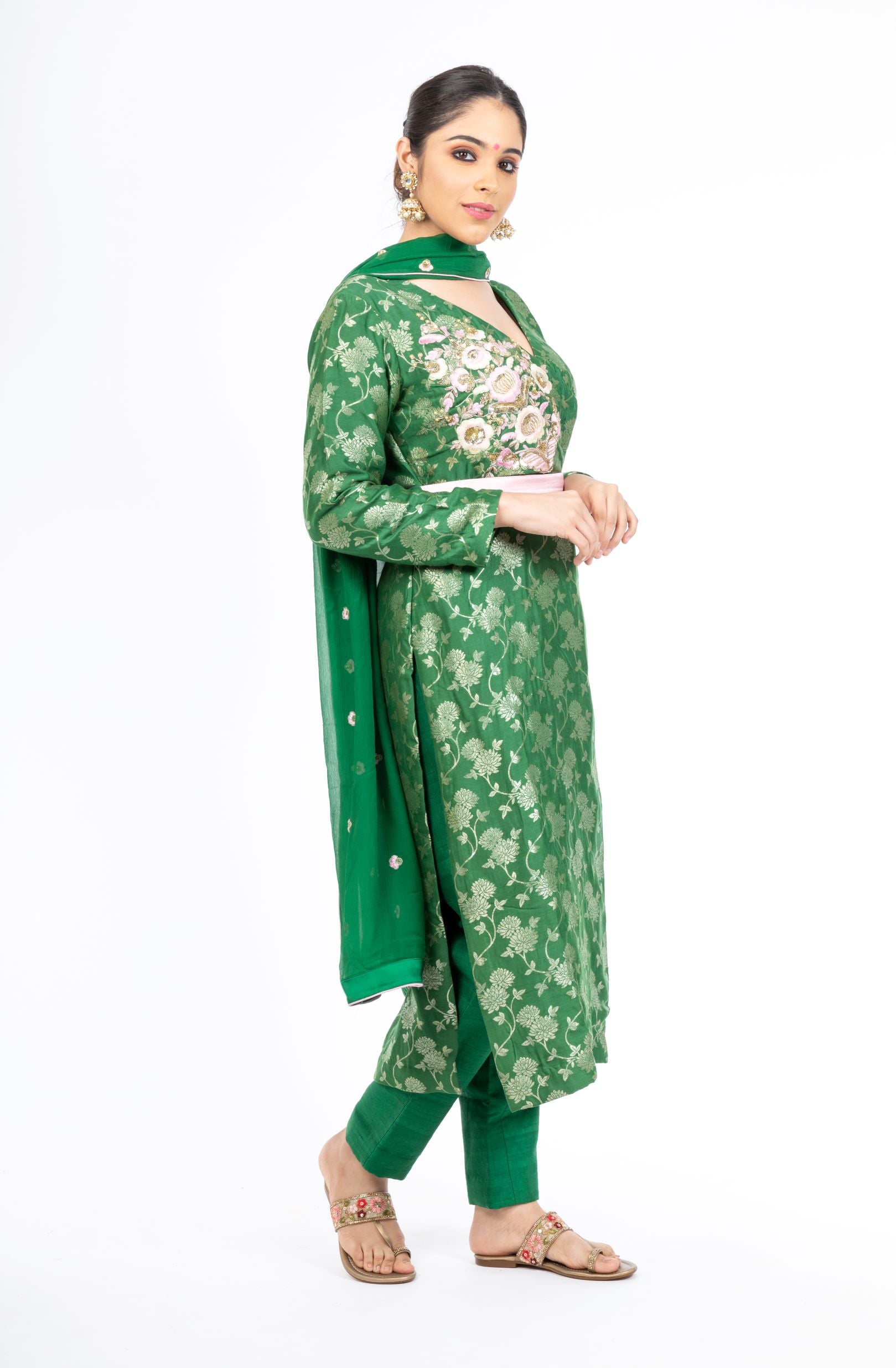 Gorgeous Putting Green Palm Silk Salwar Kameez