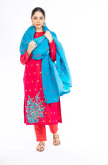 Gorgeous Raspberry Pink Handloom Pure Silk Salwar Kameez