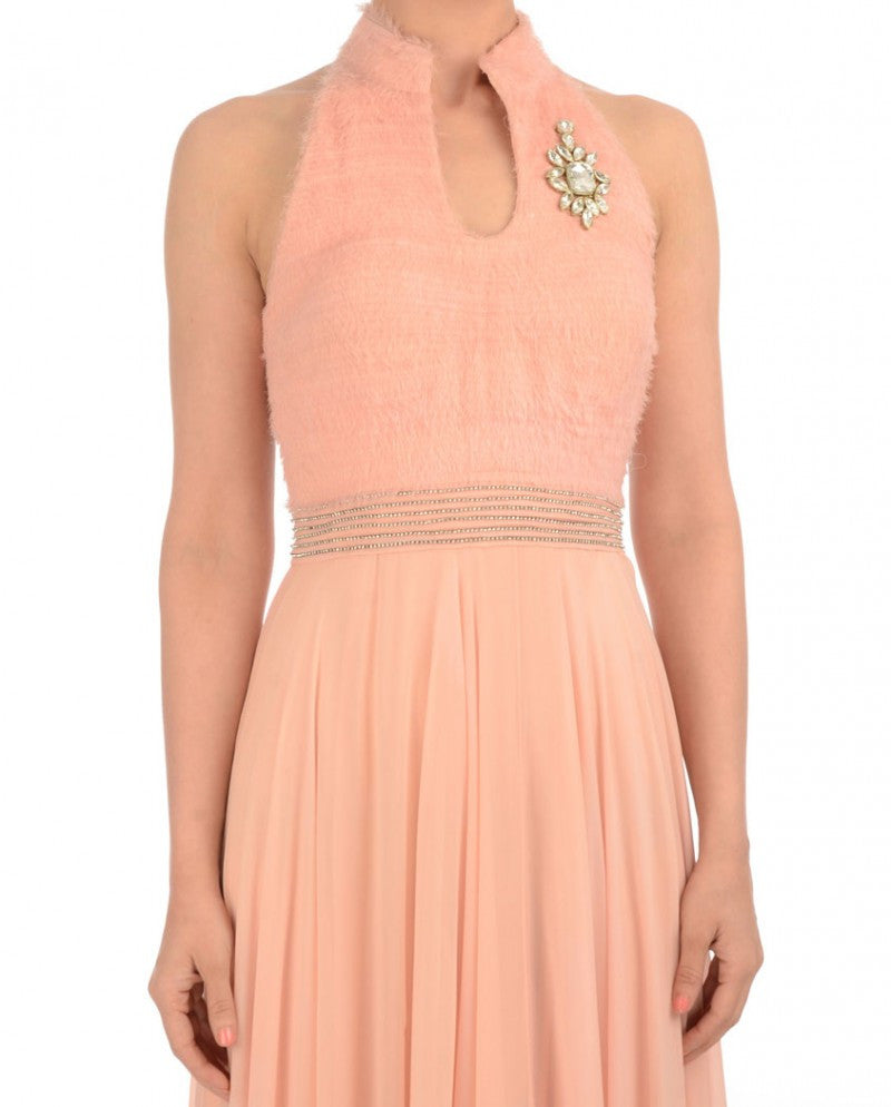 peach color anarkali suit