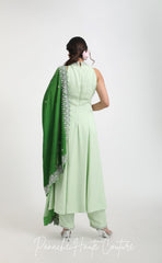 Green Color Silk Velvet Shawl