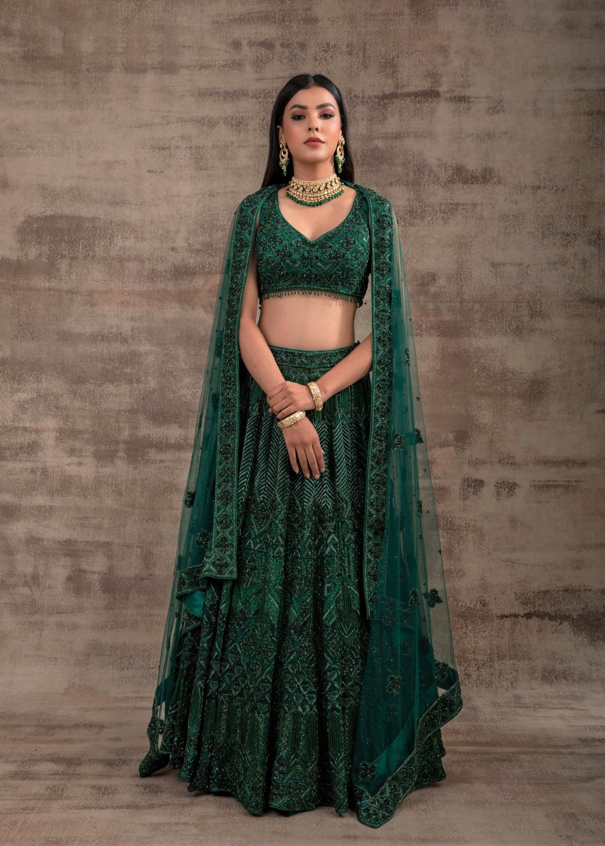 Green Color Wedding Lehenga GULNAR