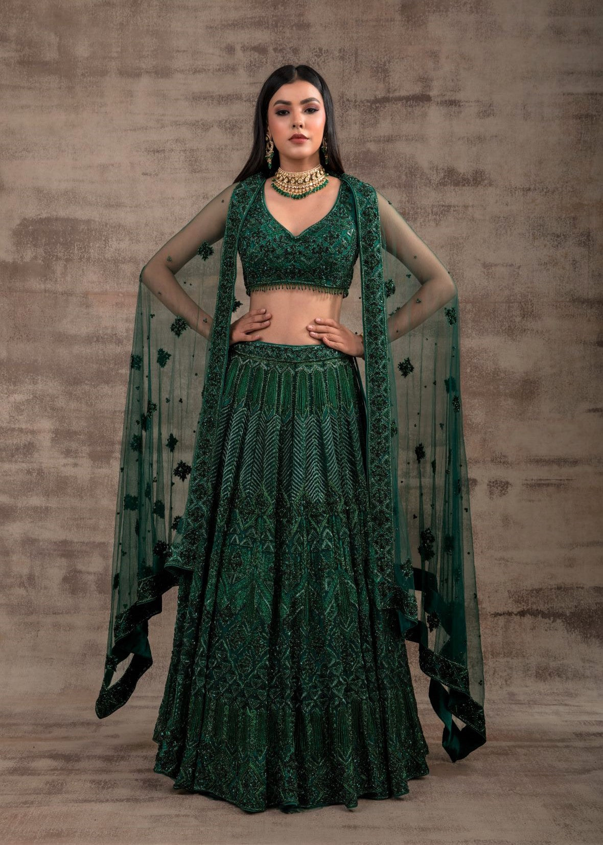 Green Color Wedding Lehenga GULNAR