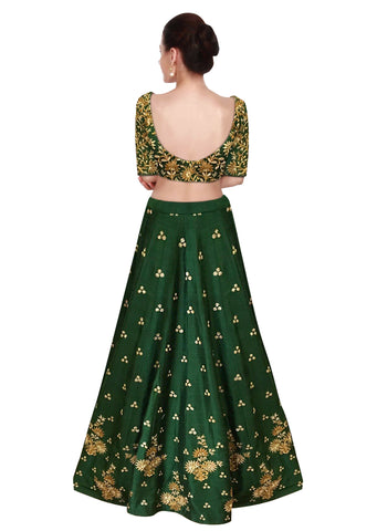 Green Color Lehenga Choli with Beige Dupatta by Panache Haute Couture