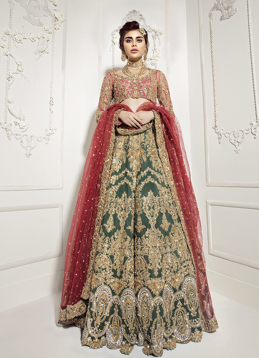 Green Color Wedding Lehenga