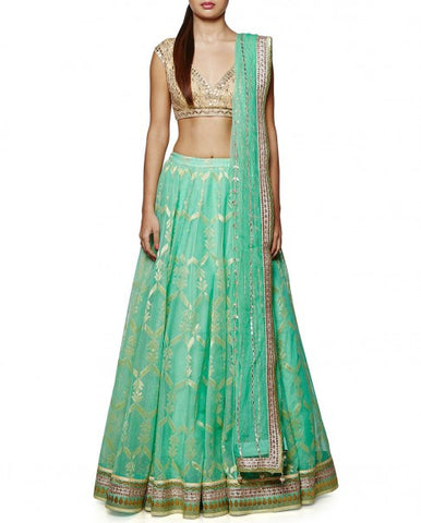 Green Gotta Patti Lehenga Set