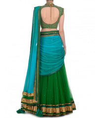 Green and blue party wear chaniya choli