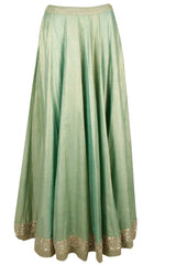 Green gota patti long jacket with foil lehenga and dupatta