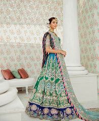 Green and Blue Color Wedding Lehenga