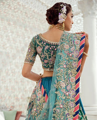 Green and Blue Color Wedding Lehenga