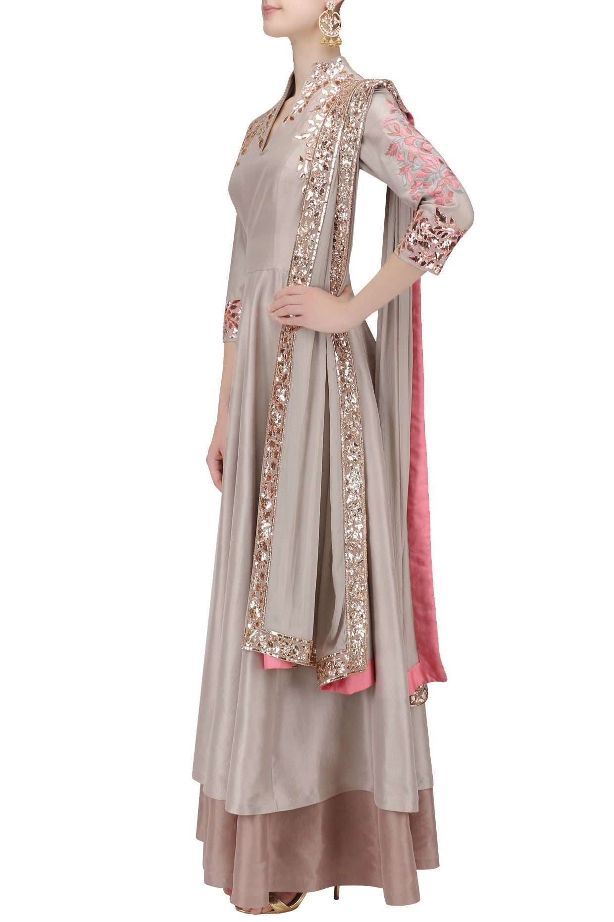 Grey Color Designer Plazzo Suit