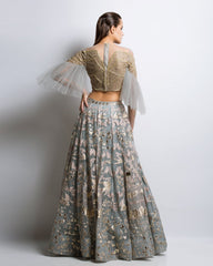 Grey Color Gotta Patti Applique Lehenga