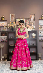 Hot Pink Color Wedding Lehenga