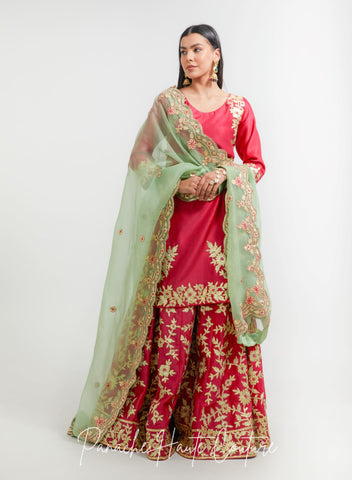 Hot Pink Color Wedding Sharara Set RAZIA