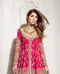 Hot Pink Color Wedding Anarkali Lehenga