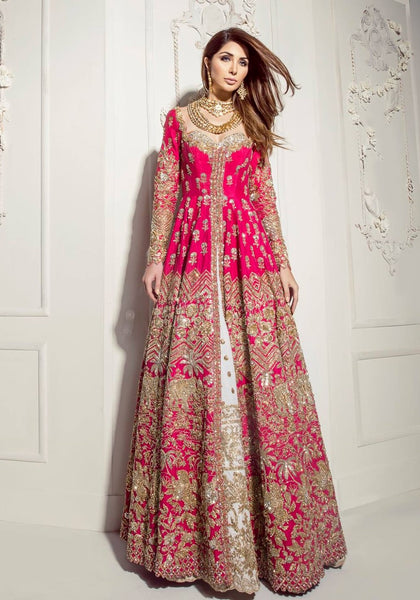 Hot Pink Color Wedding Anarkali Lehenga Panache Haute Couture