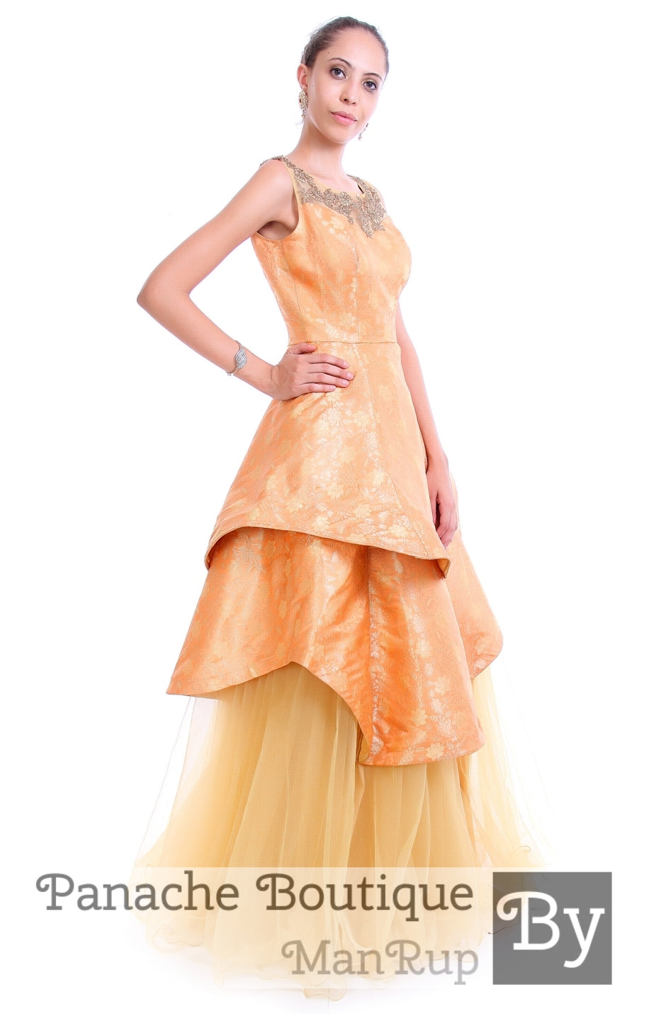 Silk brocade Layered Gown