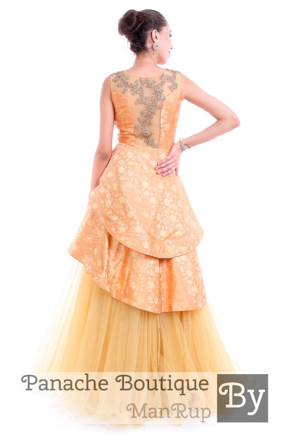 Silk brocade Layered Gown