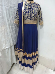 Blue color Long Anarkali suit