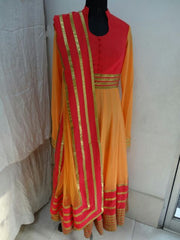 Orange color Long Anarkali suit