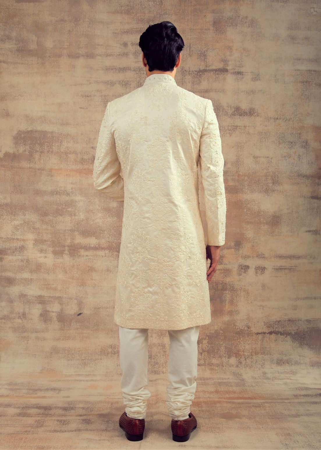 Ivory Color Thread Work Sherwani