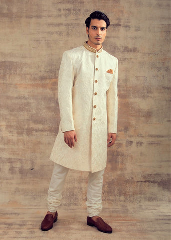 Ivory Color Thread Work Sherwani