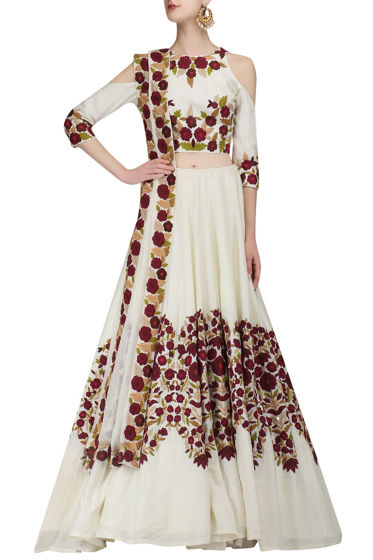 Ivory Color Lehenga Choli in Resham Embroidery