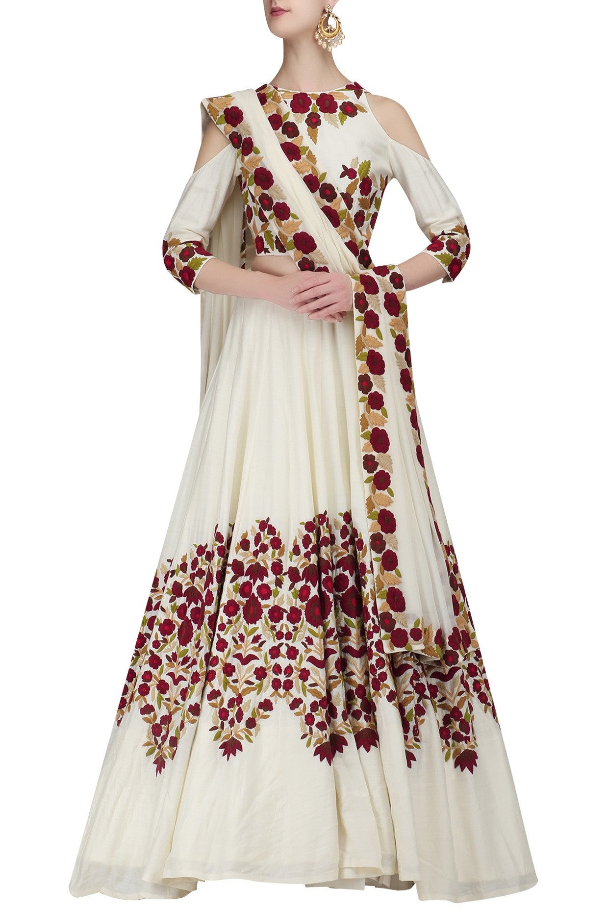 Ivory Color Lehenga Choli in Resham Embroidery