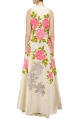 Cream Color Overlap Anarkali Kurta Set by Panache Haute Couture